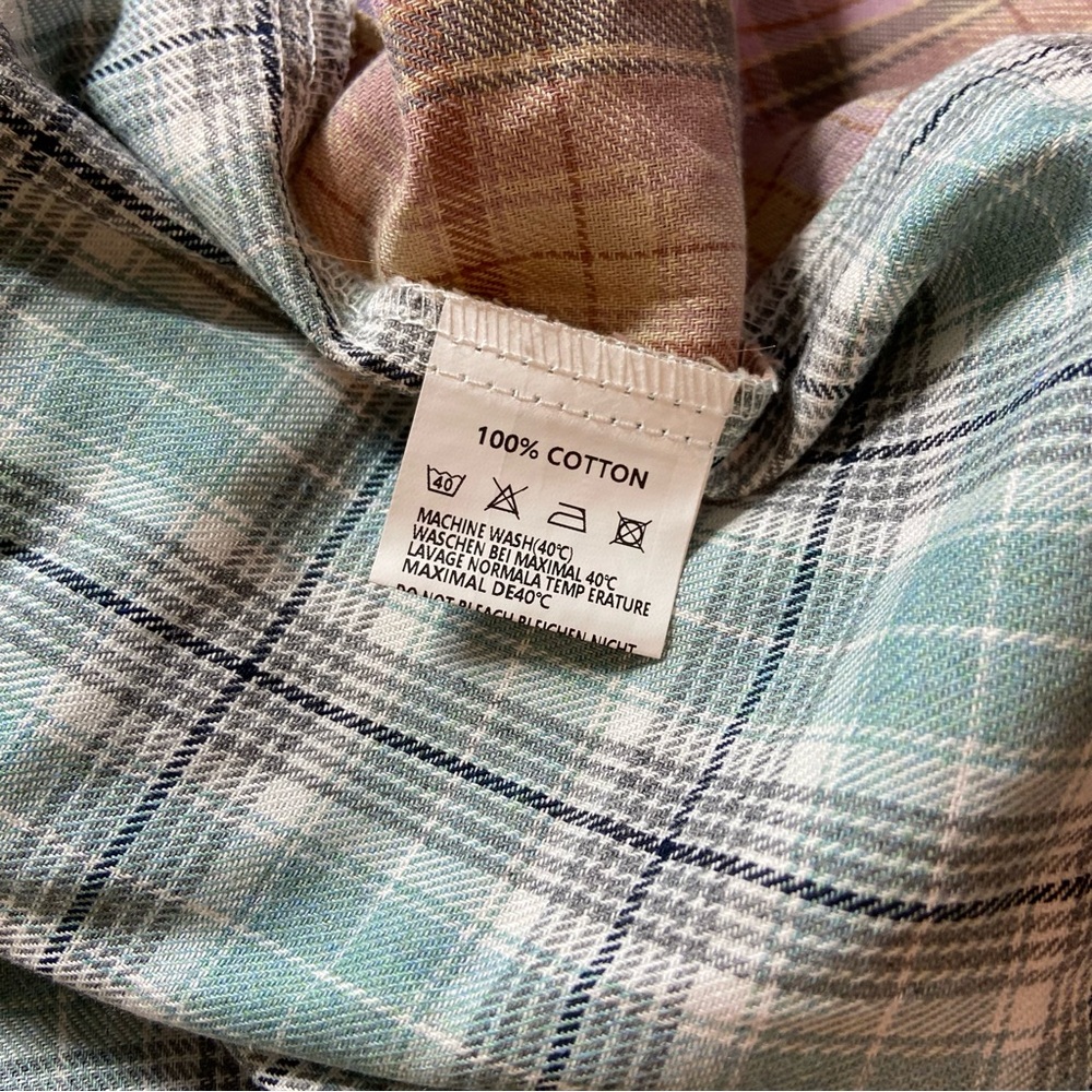 Colorful Patchwork Colorful Flannel Plaid Shirt Raw Hem Cropped Volup 2X - Picture 11 of 11